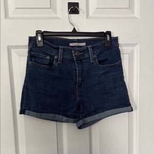 Mid Length Blue Denim Shorts